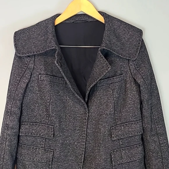 Neil Barrett Wool Trench Coat Steampunk Y2K Snap Front Luxury Winter‎ Womens XS